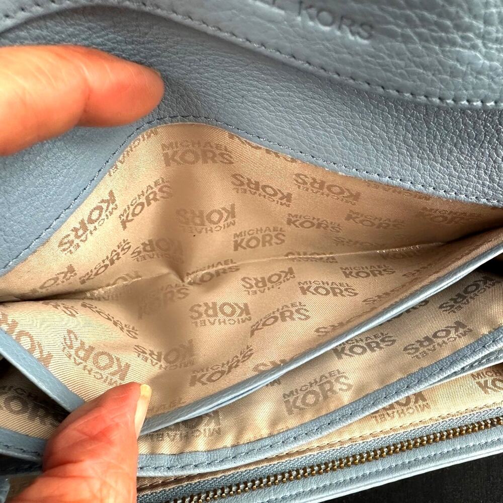 Michael Kors Leather Powder Blue Zip-Around Wallet/Clutch - Picture 8 of 12